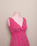 Y2K Hot Pink floral sleeveless high low maxi dress