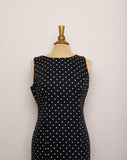 1990's Black polka dot sleeveless sheath dress