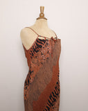 Y2K Rust Brown animal print bias cut maxi dress with adjustable top stra