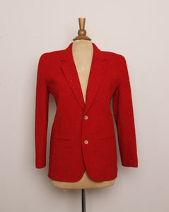 1990's Red wool blazer with rainbow thread