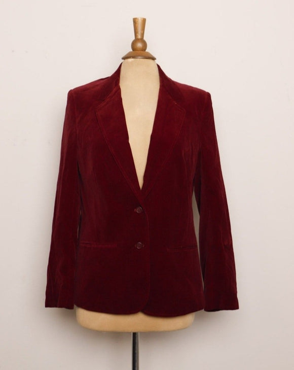 1980's Burgundy velour blazer jacket