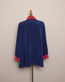1990's Navy Blue and Fuchsia plus size long sleeve color block shirt