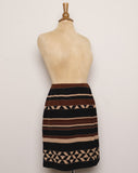 1990's Brown & Black tribal print faux wrap silk skirt