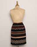 1990's Brown & Black tribal print faux wrap silk skirt