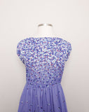 1970's Periwinkle floral sheer plus size dress