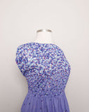 1970's Periwinkle floral sheer plus size dress
