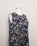 1990's Navy blue & Ivory abstract plus size maxi dress