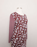 1990's Maroon Daisy and plaid long sleeve Plus size body con dress