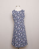 1990's Violet blue floral Plus size button down dress