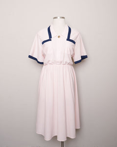 1990's Powder Pink with Navy Blue plus size dress