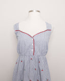 1990's/Y2K Black and White plaid sleeveless Plus size baby doll dress with embroidered cherries