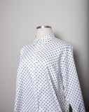 Chaps White long sleeve button down plus size shirt with black polka dots