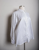 Chaps White long sleeve button down plus size shirt with black polka dots