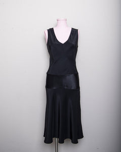 Issac Mizrahi Black silk drop waist slip sleeveless dress