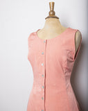 1990's Melon sleeveless button-down dress with back tie and 2 front slits
