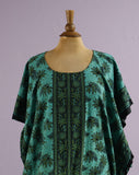 Green batik caftan maxi dress