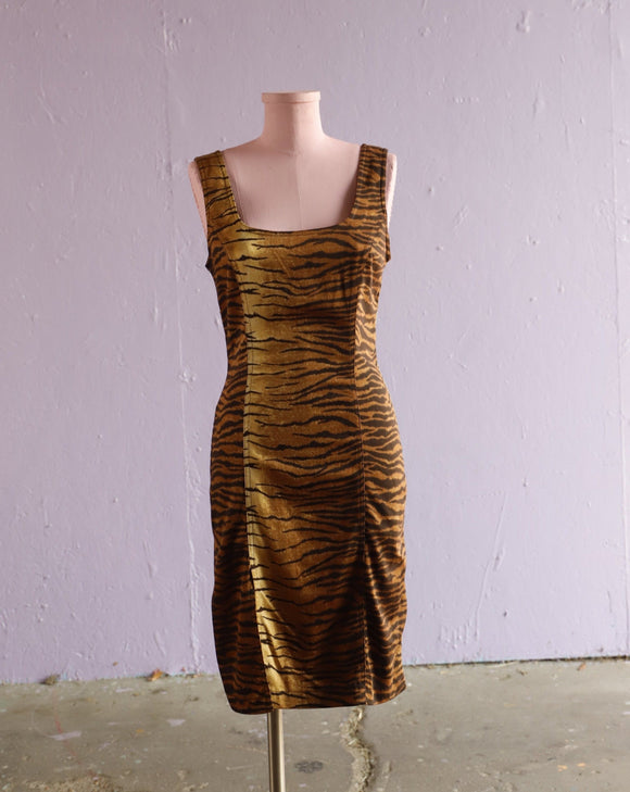 1990's-Y2K Moschino Tiger print body con dress