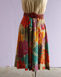 1980's Tan top Hawaiian floral skirt dress