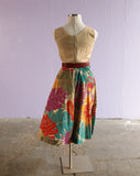 1980's Tan top Hawaiian floral skirt dress
