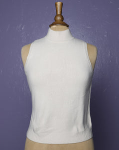 Ivory Sleeveless mock neck knit tank