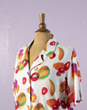 1990's White fruit print button down rayon shirt