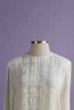 1990's Ivory pleated blouse with pearl embellishments